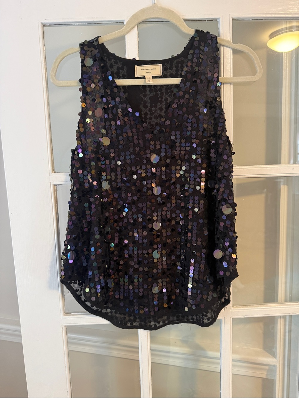 Moulinette Souers Black Sequin Tank Top